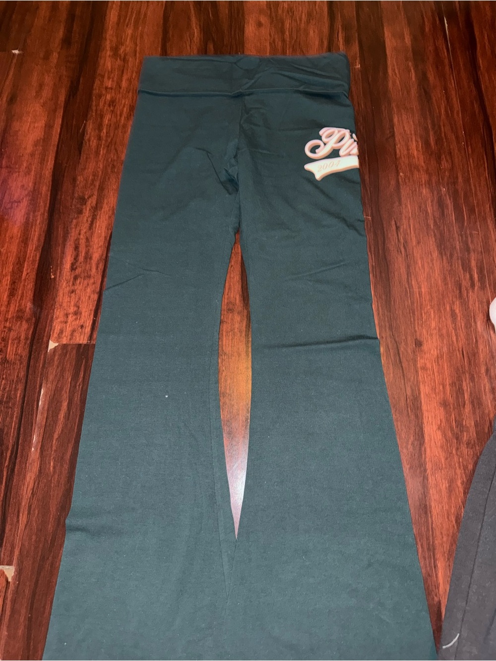 Victoria’s Secret PINK Green Flared Leggings with Script Detail